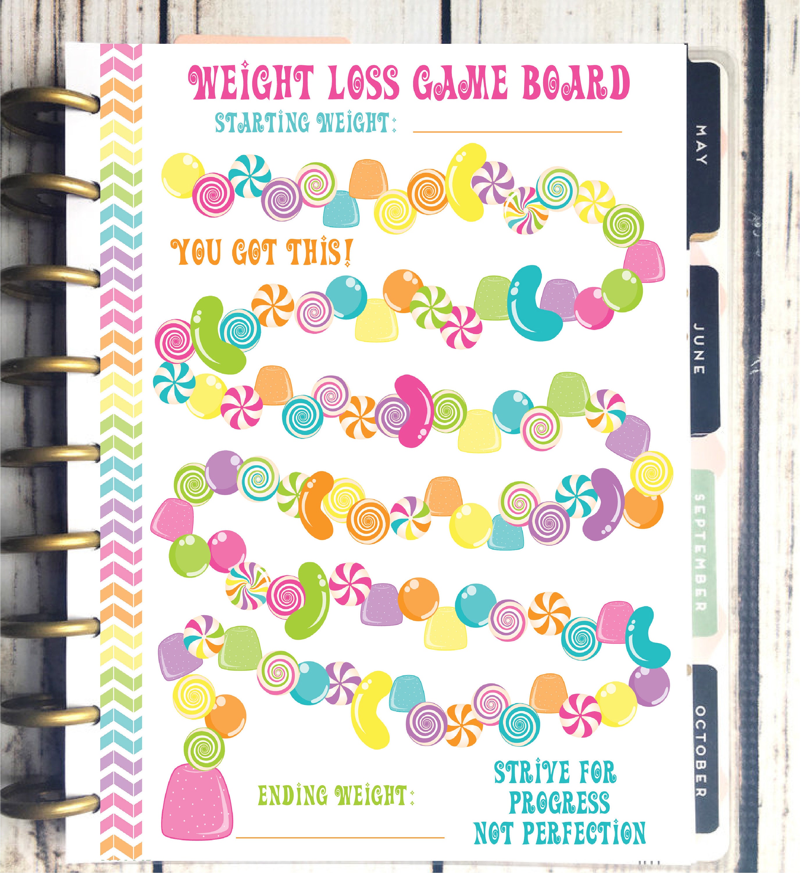 Happy Planner Printable Game Board Weight Loss Tracker Candy Land Board ...