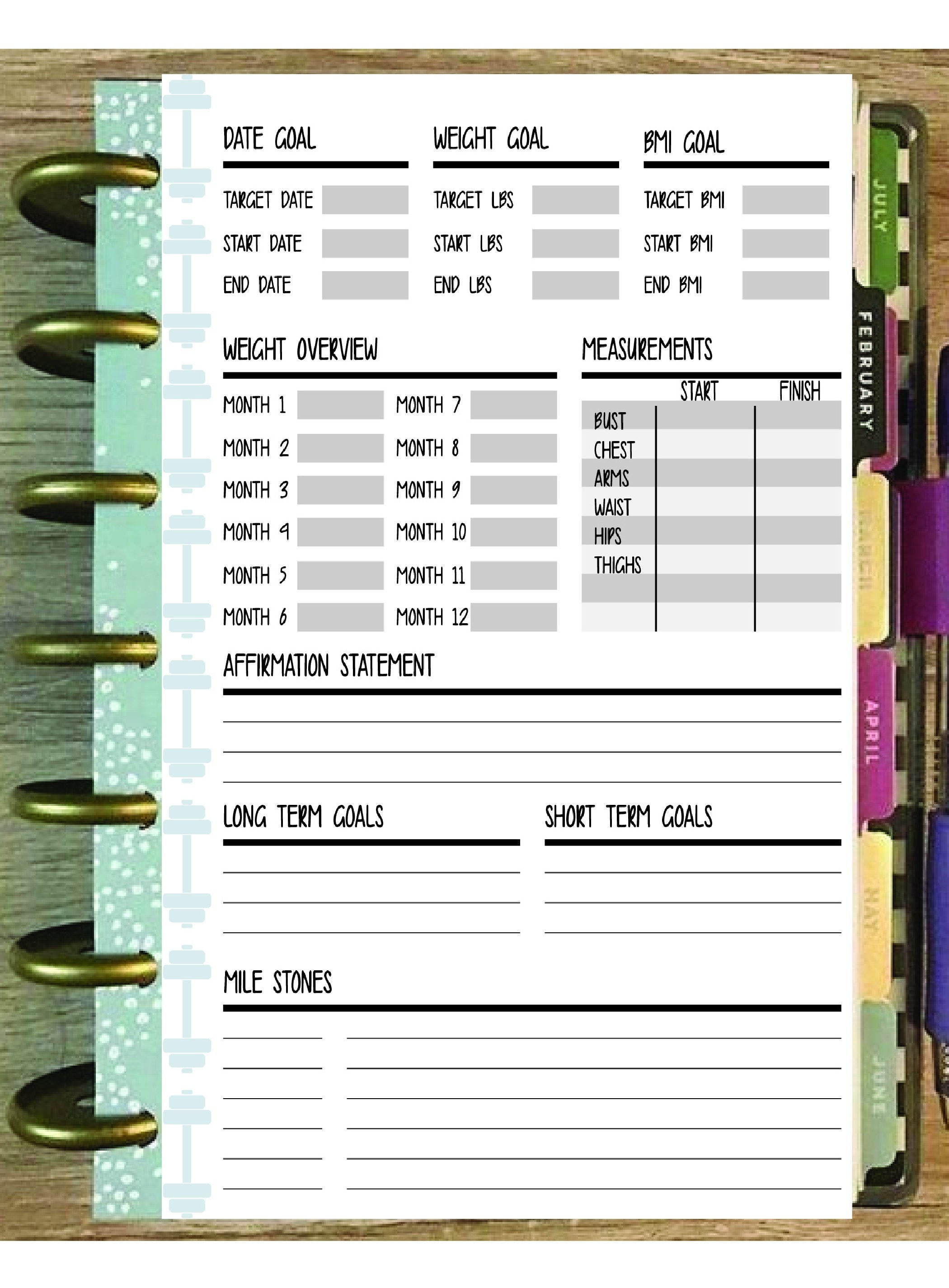 Happy Planner Printable Mini Size Fitness Planner | Etsy