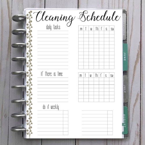 Happy Planner Printable Cleaning Schedule Classic Size - Etsy