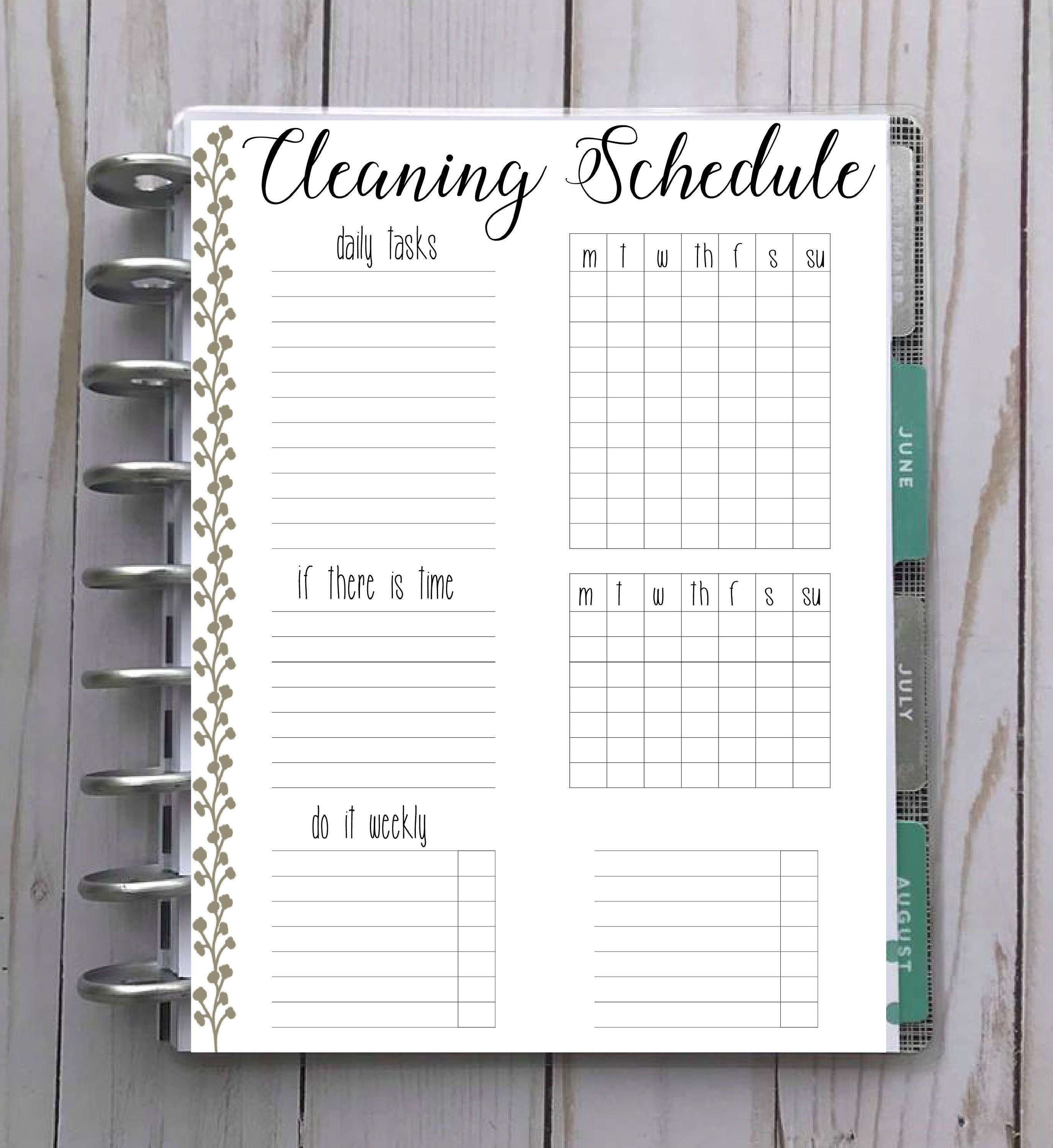 Happy Planner Printable Cleaning Schedule Classic Size - Etsy