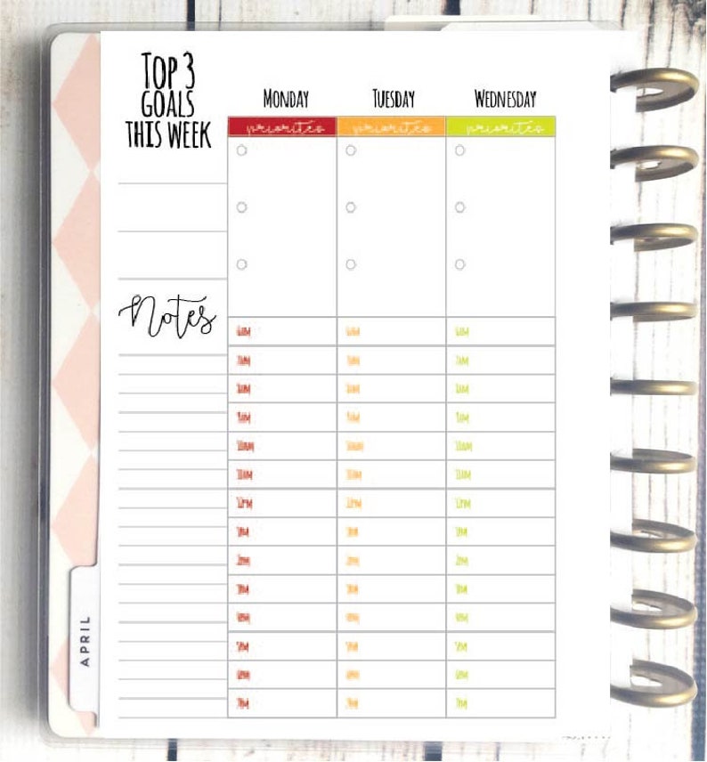 happy planner classic size weekly hourly layout etsy