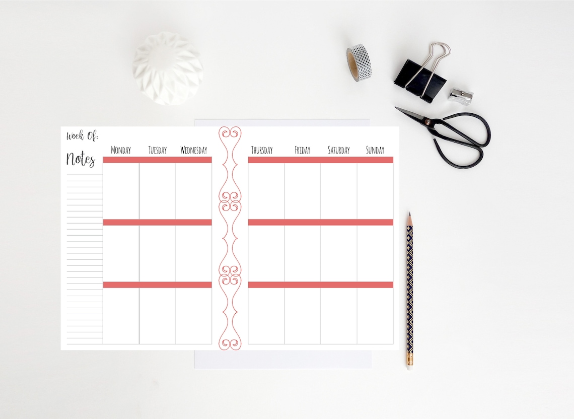 Happy Planner Classic Size Weekly Printable Coral Undated Etsy