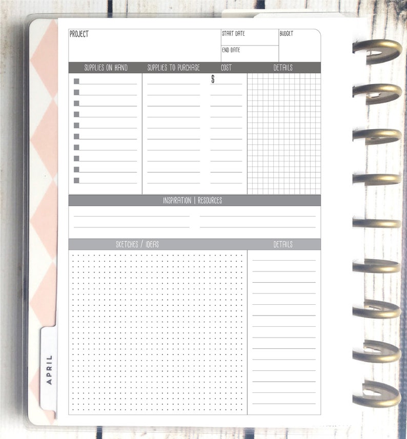 Happy Planner Printable Miss Maker Extras Layout Classic Size Black and ...