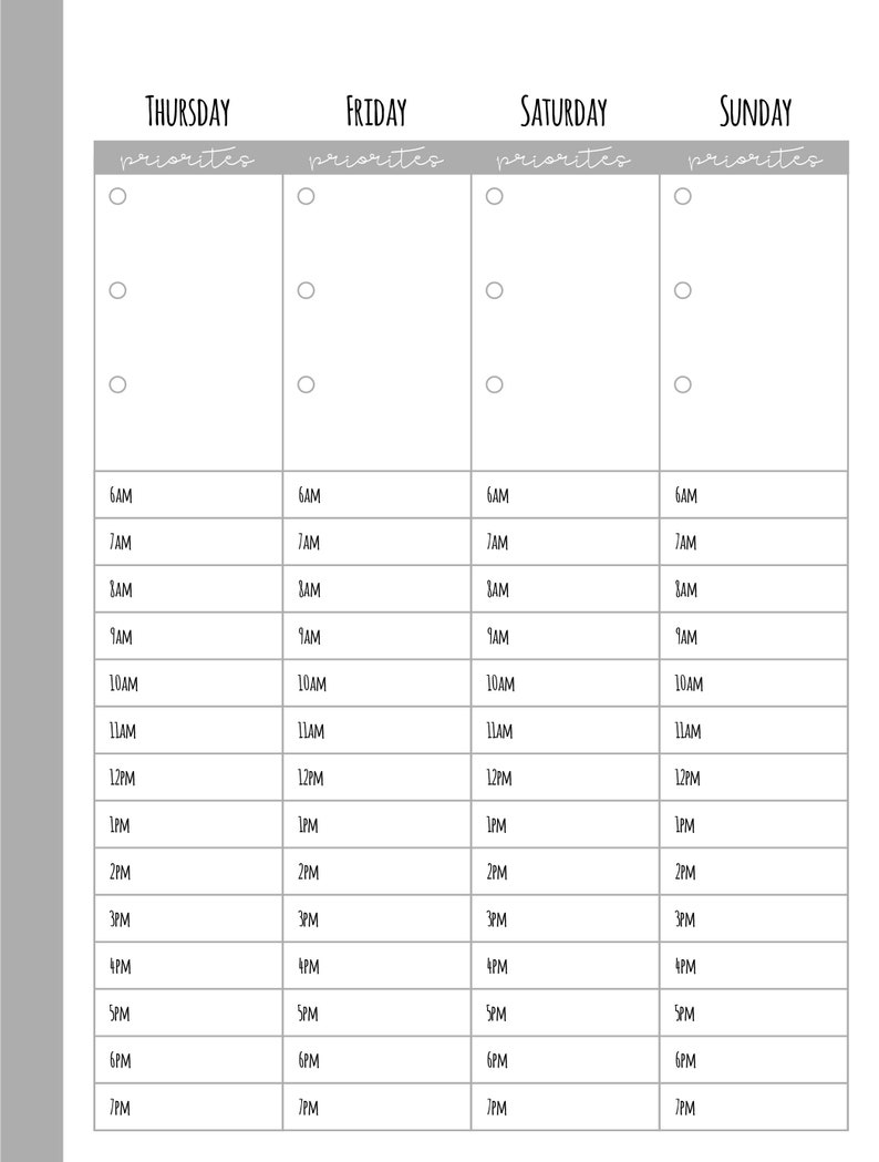 Happy Planner Classic Size Weekly hourly Layout | Etsy
