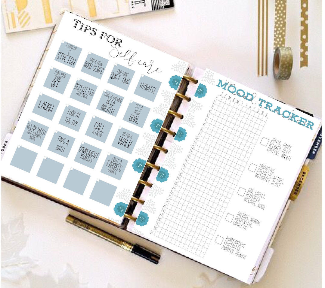 Happy Planner Printable - Wellness Expansion - Self Care & Mood Tracker ...