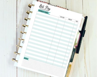 EDITABLE** Happy Planner - Classic Size - Bill Pay - Budget -