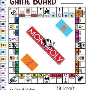 HP Printable -Mini Size -  Game Board Weight Loss Tracker -  Monopoly V1