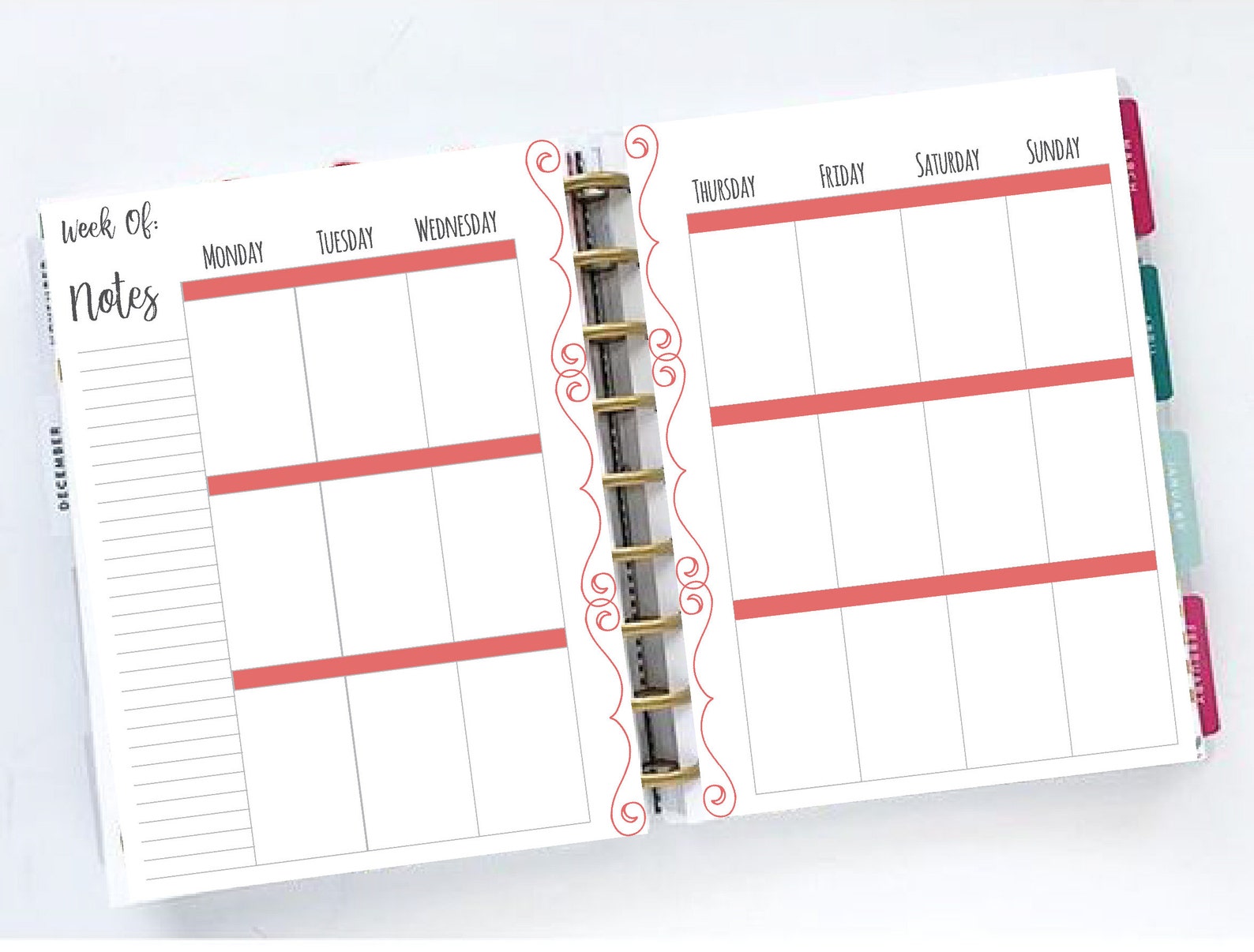 Happy Planner Classic Size Weekly Printable Coral Undated Etsy