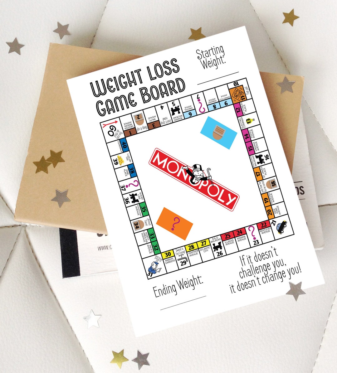 Happy Planner Printable - Game Board Weight Loss Tracker - Monopoly V2 ...