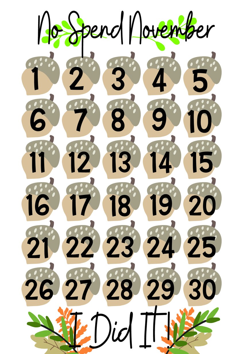 Happy Planner Printable No Spend November Mini Size Etsy