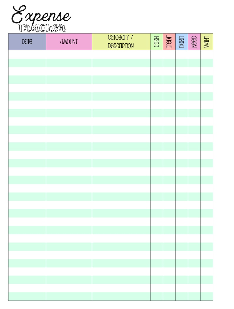 Happy planner expense tracker half sheet printable - allaboutvolf
