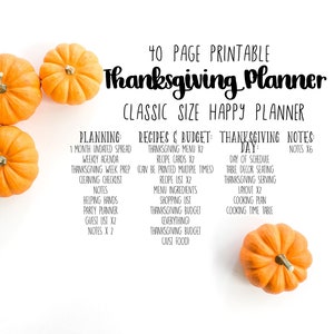 Happy Planner - Thanksgiving Planner - 40 Page Printable Planner -  Classic Size