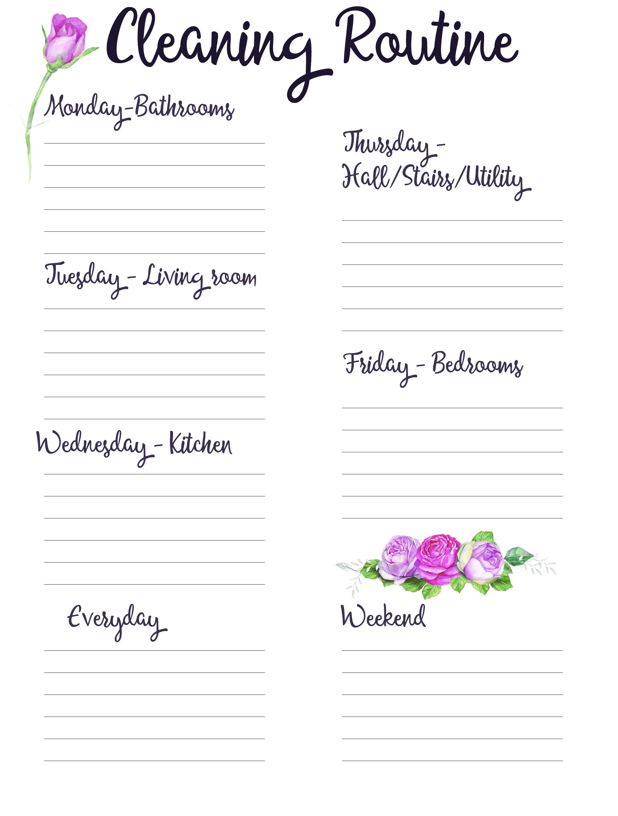 Happy Planner Printable Cleaning Schedule Classic Size - Etsy