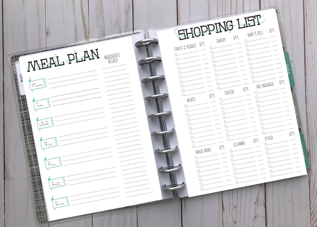 Happy Planner Printable - Meal Plan - 2 Page Spread - Classic Size - Etsy