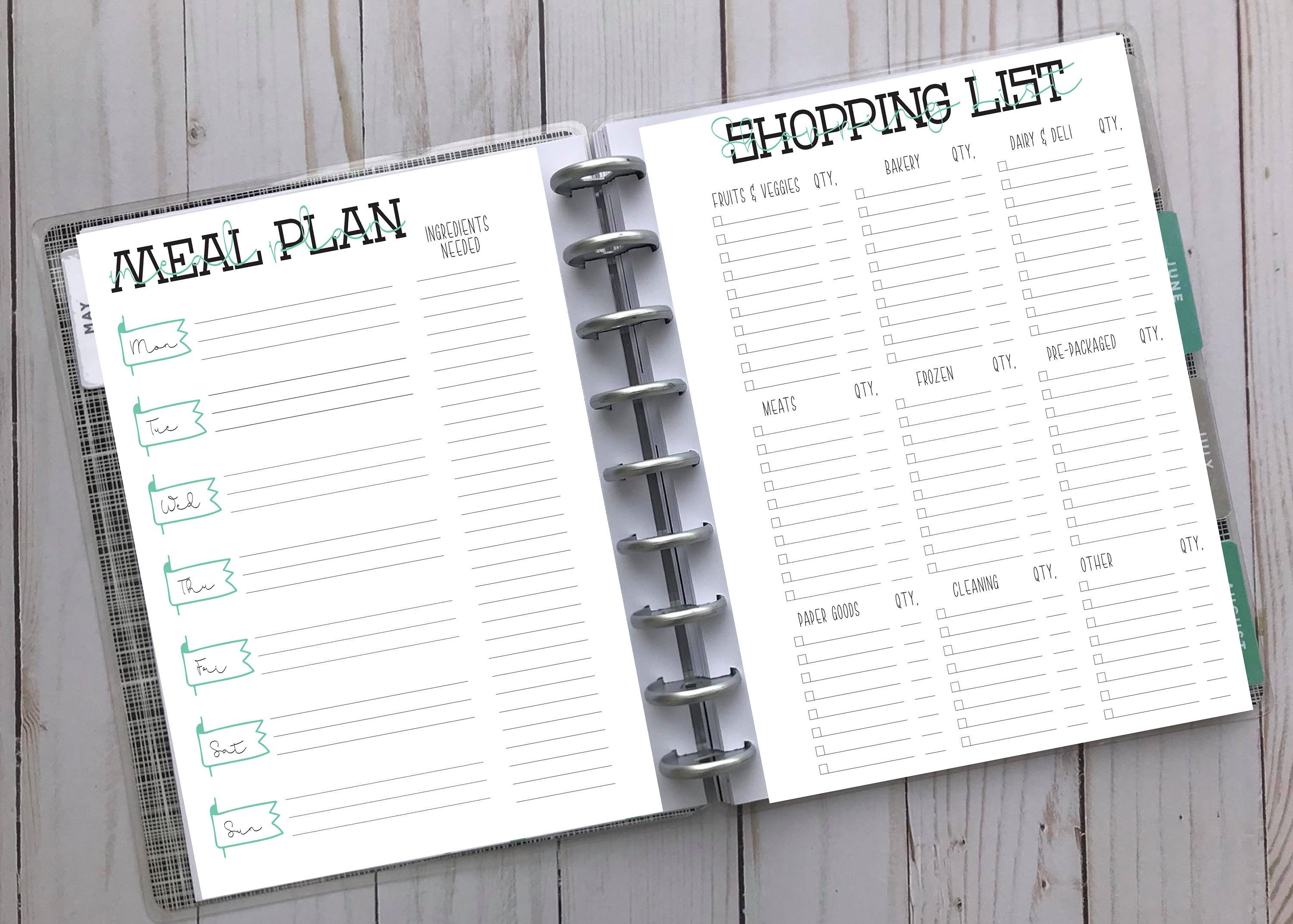 Happy Planner Printable Meal Plan 2 Page Spread Classic | Etsy