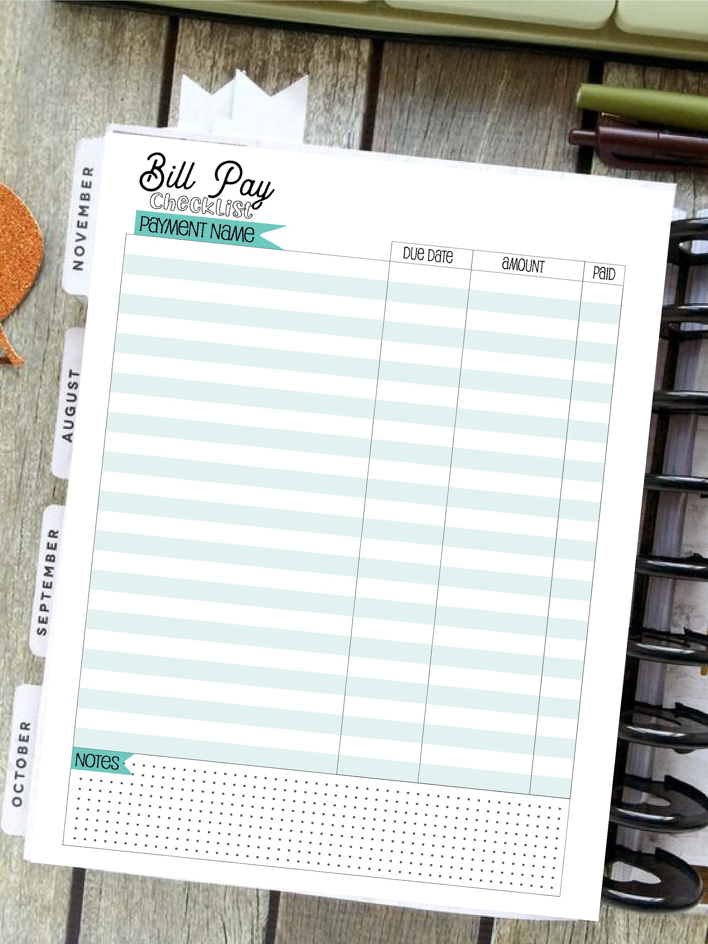 EDITABLE Happy Planner Classic Size Bill Pay Budget | Etsy