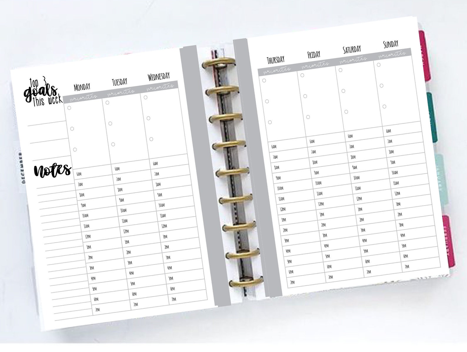 Happy Planner Classic Size Weekly hourly Layout Etsy