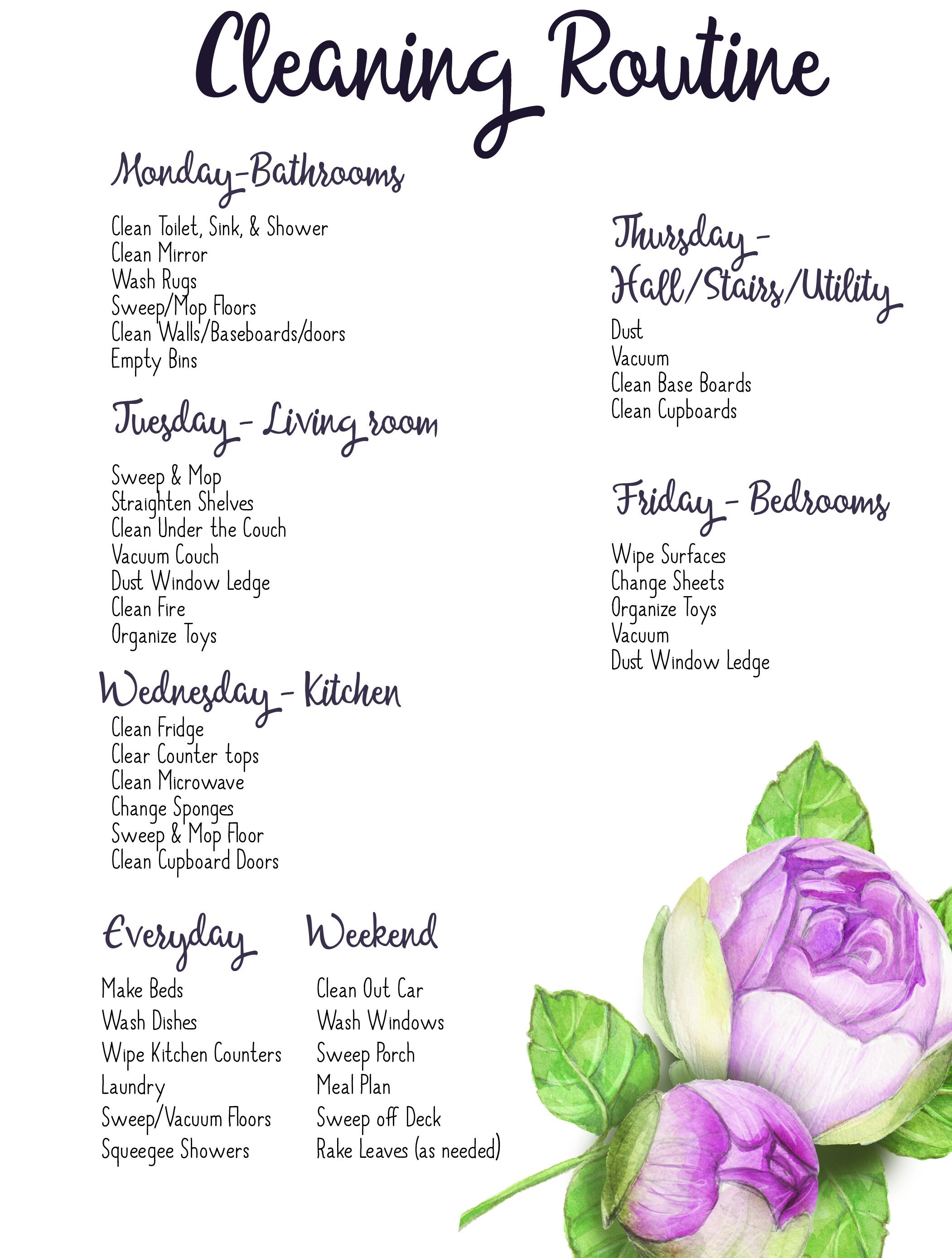 Happy Planner Printable Cleaning Schedule Classic Size - Etsy