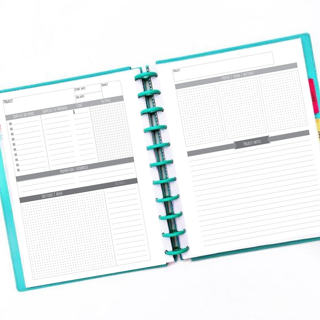 Happy Planner Printable Miss Maker Extras Big Project Sheets Black and ...