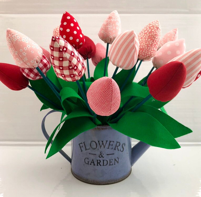 Handmade tulips, fabric flowers, 2nd anniversary bouquet, Birthday bo…