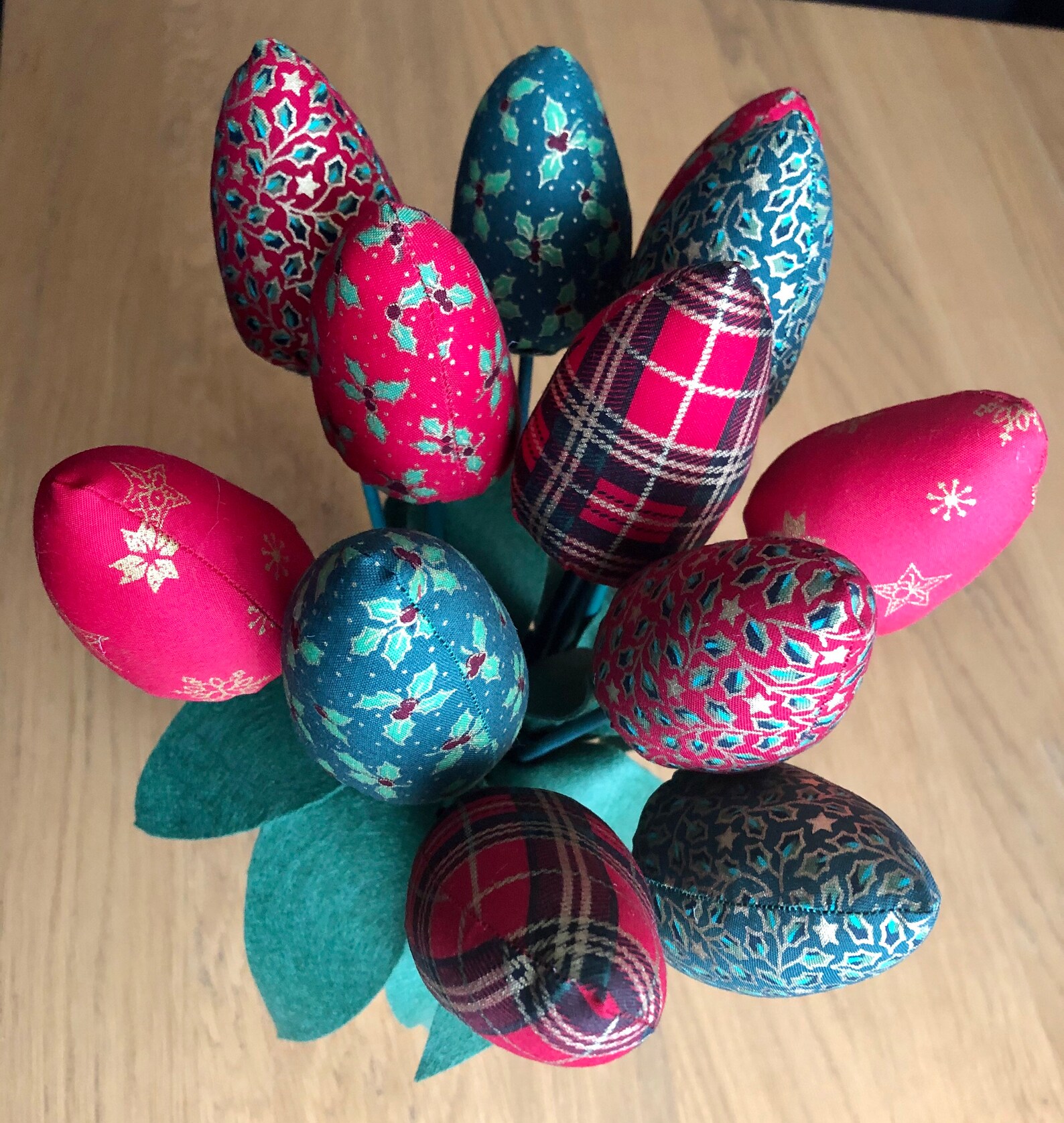 Handmade Christmas fabric flowers tulips bouquet Etsy