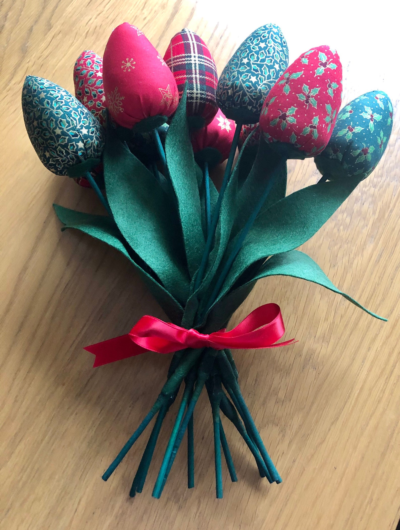 Handmade Christmas fabric flowers tulips bouquet Etsy