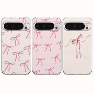 Pink Bows Phone Case Bow Cover For Google Pixel 10A 10Pro XL 9Pro 9A 8A Samsung S26 S25 S24 S23 A56 A17 iPhone 17e 17Pro XL 16e 16Pro 15 14