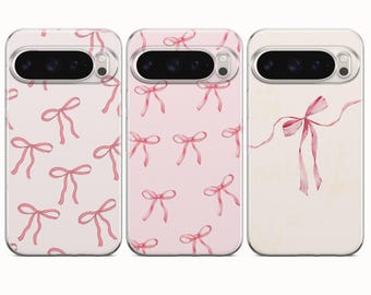 Capa protetora rosa com laços para celular, compatível com Google Pixel 10A, 10Pro XL, 9Pro, 9A, 8A, Samsung S26, S25, S24, S23, A56, A17, iPhone 17e, 17Pro XL, 16e, 16Pro, 15 e 14.