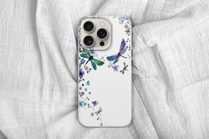 Funda para teléfono con diseño de libélula en acuarela para iPhone 17e, 17Air, 17Pro Max, 17Pro, 16e, 16Plus, 16Pro Max, 15, 15Plus, 15Pro, 14, 14Pro, 13 y 12. imagen 8