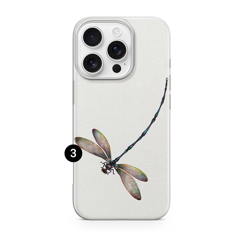 Funda para teléfono con diseño de libélula en acuarela para iPhone 17e, 17Air, 17Pro Max, 17Pro, 16e, 16Plus, 16Pro Max, 15, 15Plus, 15Pro, 14, 14Pro, 13 y 12. 3