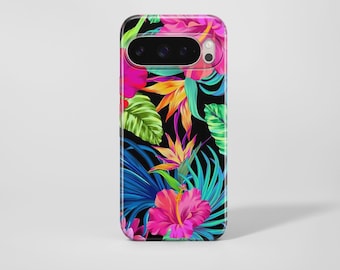Tropiska blommor mobilskal hibiskus för Pixel 10A 10Pro XL 9Pro 9A 8A 7A Samsung S26 S25 S24 S23 iPhone 17e 17Pro Max 16e 16Pro 15 14