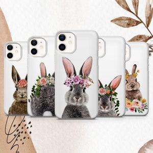 Rabbit Phone Case Bunny Art Cover For iPhone 16e 16Pro Max 15Pro 14 13 12 11 Samsung S25 S24 Ultra S23 FE A15 Google Pixel 9A 9Pro XL 8A 7A