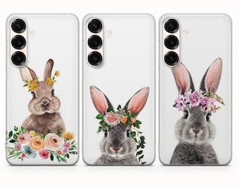 Rabbit Phone Case Cute Bunny Print Cover For Samsung S26 S26 Plus S26 Ultra S25 S25 Edge S25 Ultra S24 S24 FE S23 Ultra S23 A16 A37 A56 A57