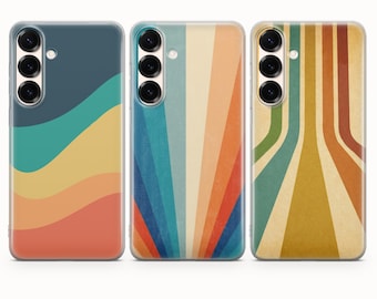 Retro Stripes Phone Case 70s Style Cover For Samsung S26 Plus S25 Edge S24 S23 A56 iPhone 17e 17Pro 16Pro 15 14 Google Pixel 10A 10Pro XL 9A