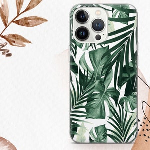 Monstera Leaves Phone Cover Hibiscus Tropical Leaves Case For iPhone 16e 16Pro Max 15 14 Samsung S25 Edge S24 A15 Google Pixel 9A 9Pro XL 8A