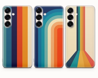 Retro Stripes Phone Case Retro Style 70s Cover For Samsung S26 S25 Edge S24 S23 iPhone 17Pro 17e 16Pro 15 14 Google Pixel 10A 10Pro XL 9Pro