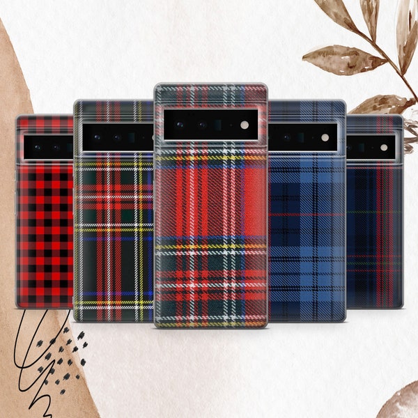 Plaid Phone Case Tartan Fabric Print Cover for Google Pixel 8Pro 8 8A 7A 7 7Pro 6Pro 6 6A 5A iPhone 15 14 13Pro Samsung S24 S23 S22 A35 A15