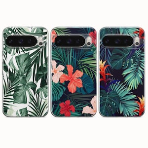Monstera Leaves Phone Case Hibiscus Tropical Leaves Cover For Google Pixel 10A 10Pro XL 10Pro 9 9A 9Pro 9Pro XL 8A 8Pro 8 7A 7Pro 7 6Pro 6A