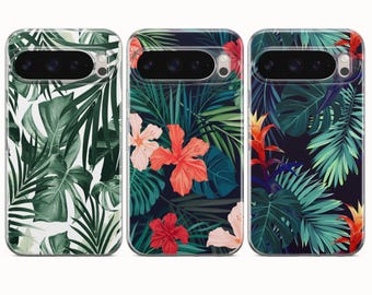 Monstera Leaves Phone Case Hibiscus Tropical Leaves Cover For Google Pixel 10A 10Pro XL 10Pro 9 9A 9Pro 9Pro XL 8A 8Pro 8 7A 7Pro 7 6Pro 6A