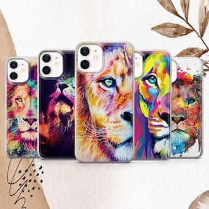 Lion Phone Case Bunter Löwe-Kunst-Muster-Abdeckung für iPhone 16Pro Max 15 15Pro 14 13 Samsung S24 FE S23 Ultra Google Pixel 9Pro XL 8A 7Pro 7