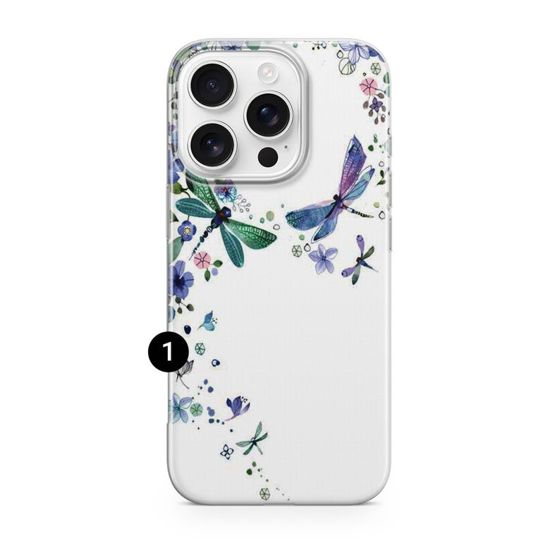 Funda para teléfono con diseño de libélula en acuarela para iPhone 17e, 17Air, 17Pro Max, 17Pro, 16e, 16Plus, 16Pro Max, 15, 15Plus, 15Pro, 14, 14Pro, 13 y 12. 1
