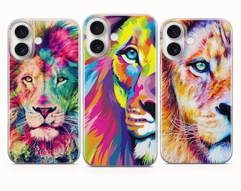 Lion Phone Case Colourful Lion Art Pattern Cover For iPhone 17e 17Pro Max 16Pro 15 14 Samsung S26 S25 S24 S23 Google Pixel 10A 10Pro XL 9 8A