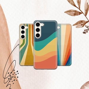 Retro Streifen Handytasche 70er Jahre Stil Abdeckung für Samsung S25 S25 Ultra S24 FE S23 A56 A15 iPhone 16e 16Pro Max 15 14 Google Pixel 9A 9Pro 8A 7A