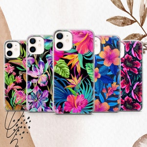 Coque de téléphone fleurs tropicales Housse tropicale pour iPhone 16e 16Pro Max 15 14 13 Samsung 25 25Ultra S24 S23 A15 A56 Google Pixel 9A 9Pro XL 8A 7A