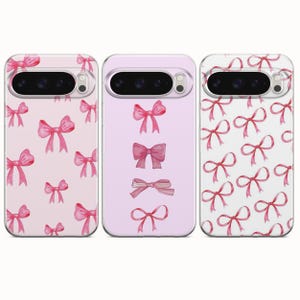Rosa Schleife Handytasche Bögen Abdeckung für Google Pixel 10A 10Pro XL 9A 9Pro 8A 7A Samsung S26 S25 S24 S23 A56 iPhone 17e 17Pro 16e 16Pro 15 14 13
