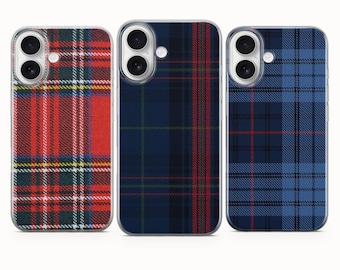 Coque de téléphone à carreaux, housse imprimée en tissu tartan, pour iPhone 17e 17Pro 16e 16Pro 15 14 13 Samsung S26 S25 S24 S23 Google Pixel 10A 10Pro XL 9A 8A