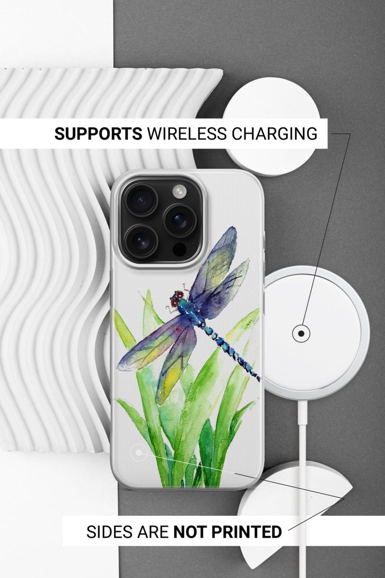 Funda para teléfono con diseño de libélula en acuarela para iPhone 17e, 17Air, 17Pro Max, 17Pro, 16e, 16Plus, 16Pro Max, 15, 15Plus, 15Pro, 14, 14Pro, 13 y 12. imagen 6