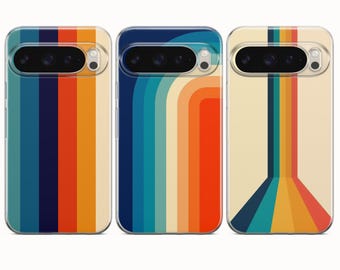 Retro Phone Case Retro Stripes 70s Cover For Google Pixel 10A 10Pro XL 9A 9Pro 8A Samsung S26 S25 S24 S23 A17 iPhone 17e 17Pro 16Pro 15 14