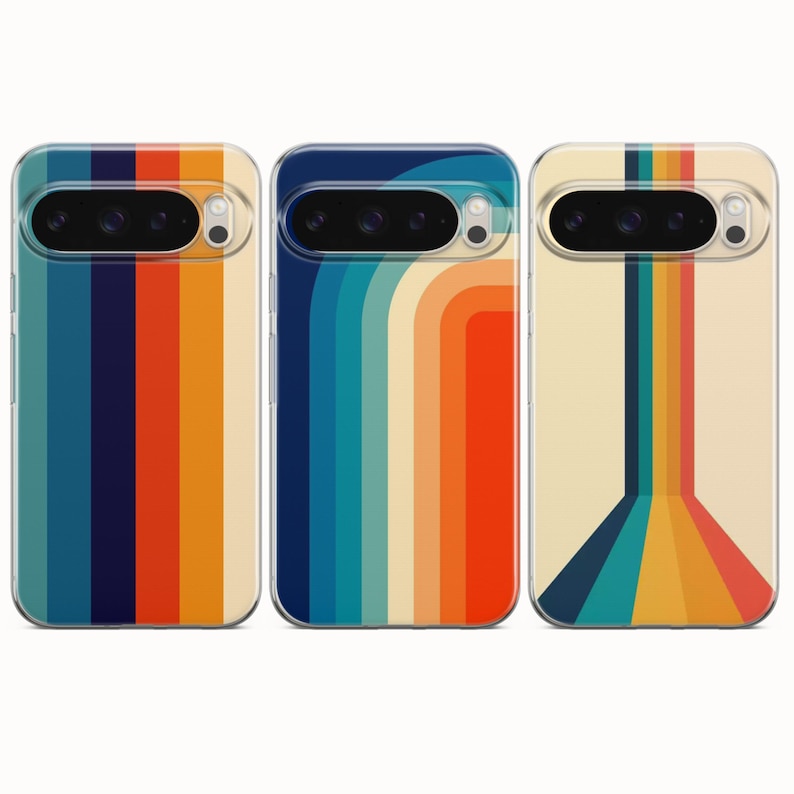Cover per telefono retrò con strisce retrò anni '70 per Google Pixel 11 11 Pro 11 Pro XL 10A 10 Pro 10 Pro XL 9 Pro 9A 9 Pro XL 8Pro 8A 7A 7 Pro 6Pro immagine 1