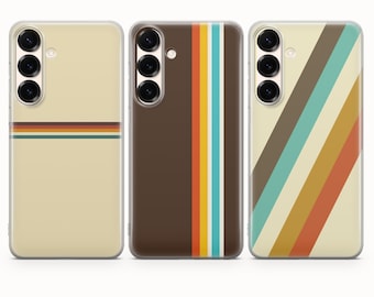 Retro 70s Stripes Phone Case Retro Style Cover For Samsung S26 Plus S26 Ultra S25 Ultra S25 Edge S24 FE S24 Ultra S23 FE S22 S21 A16 A36 A56